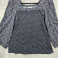 Style & Co Purple Black Floral Long Sleeve Flare Top Shirt Blouse Medium