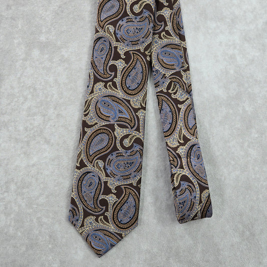 Jos. A. Bank Blue Gold Brown Royal Silk Executive Floral Paisley Neck Tie Men's