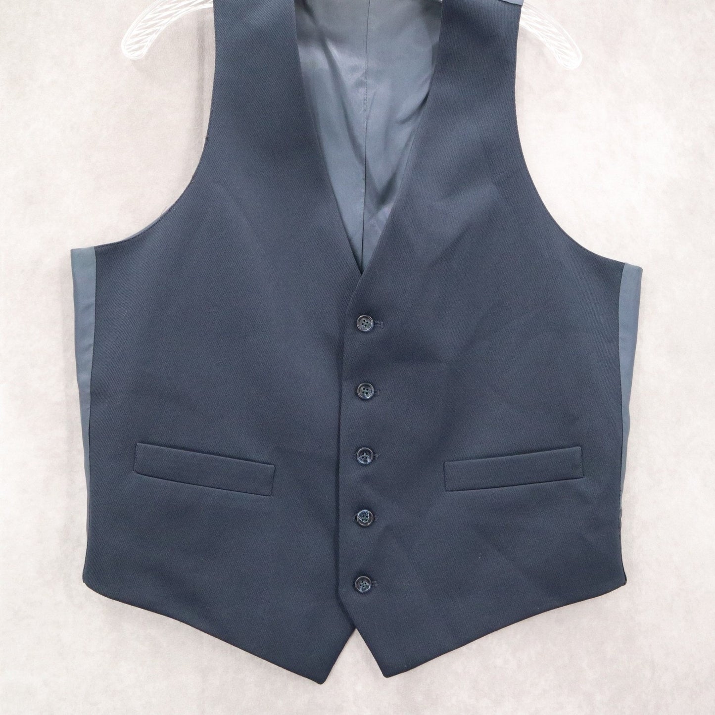 Navy Blue 5 Button Peak Welt Pocket Waistcoat Formal Tuxedo Suit Vest Medium 42R