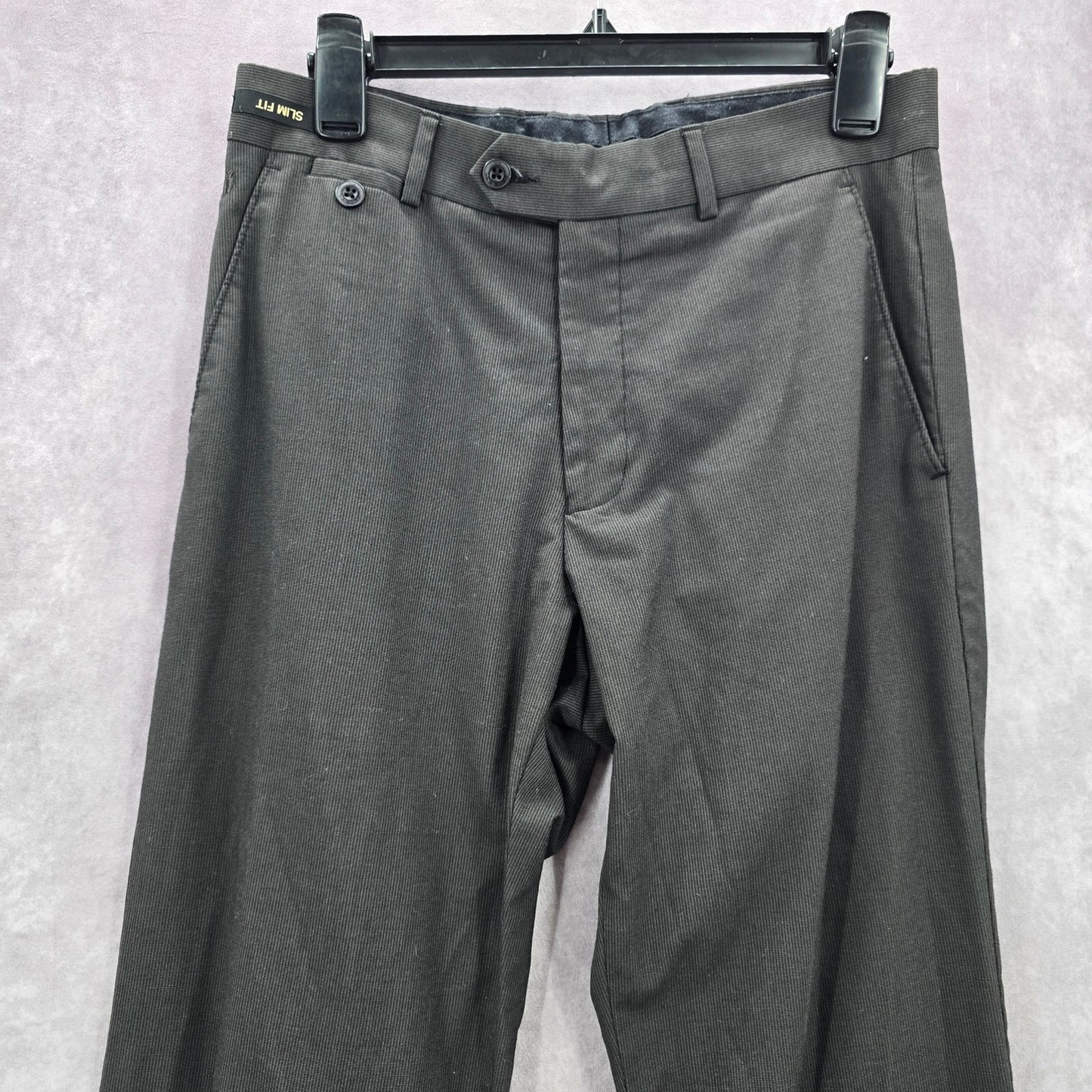 Lombard Black Stipe Tailored Executive Suit Dress Pants Trouser Bottoms Mens 32