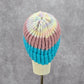 Blue Pink Crochet Knit Bucket Cap Hat Fun Vintage Y2K Funky Beanie