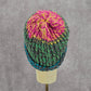 Green Pink Crochet Knit Bucket Cap Hat Fun Vintage Y2K Funky Beanie