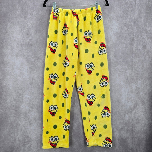 Yellow Spongebob Face Funky Fleece Sleep Bottoms Pajama Pants M Medium