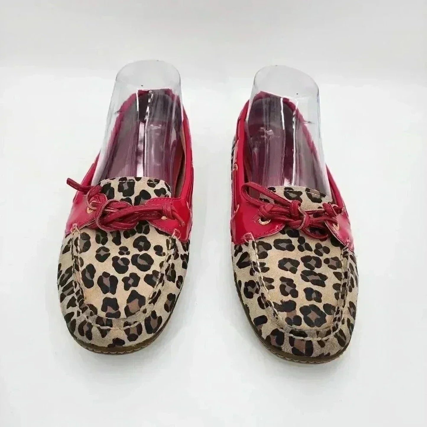 Sperry Leopard Print Red Brown Spotted Flats Size 7 Medium A-13 CH73