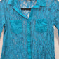 052. Forever 21 Green Lace Button Down Long Sleeve Top Small