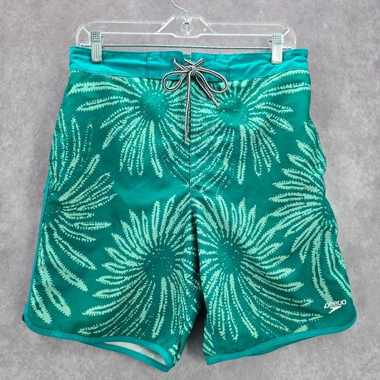 Speedo Green Floral Pull On Swim Youth Boys Juniors Trunks Shorts M Medium