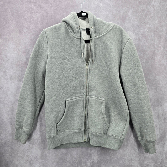 162. Forever 21 Gray Long Sleeve Cotton Sherpa Zip Up Hoodie Small