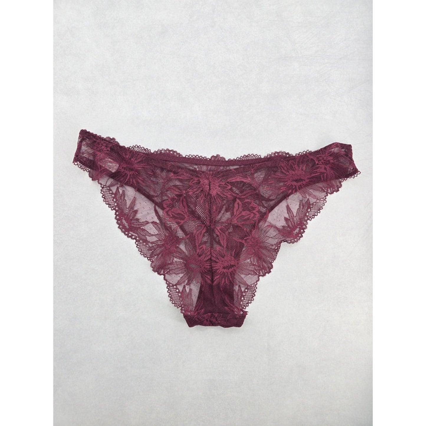 Maroon Red Lace Panty Dainty Whimsy Sexy Goth Fairy Coquette Bridal Size 18