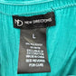 New Directions Green Short Sleeve Sequins L Ruffle Blouse Top Shirt Large