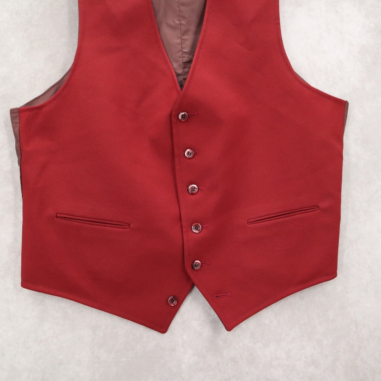 Red 5 Button 2 Welt Pocket Waistcoat Formal Preppy Tuxedo Suit Vest Large 44R
