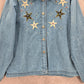 The Blue Stars Studded Rhinestone Button Up VTG Y2K Cotton Shirt Top Medium M