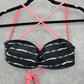 Xhilaration Black White Pink Padded String Adjustable Bikini Top Swimwear Medium