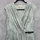 Michael Kors Black White Wrap Midi Knee Length Short Sleeve Dress Large