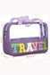 Purple TRAVEL Chenille Letter Clear PVC Makeup Bag