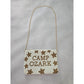 Camp Ozark Beaded Stars White Brown Clutch Gold Chain Strap Shoulder Purse Bag