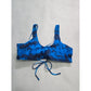 Blue Tie Dye Tie Front Swim Beach Resort Vacation Bikini Top 3XL