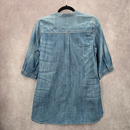 Gap Blue Demin Jeans Cotton Western Shirt Short Sleeve Top Small