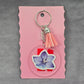 Letter Keychain Clear Silver Circle Handmade Acrylic Tassel Flower N Pink