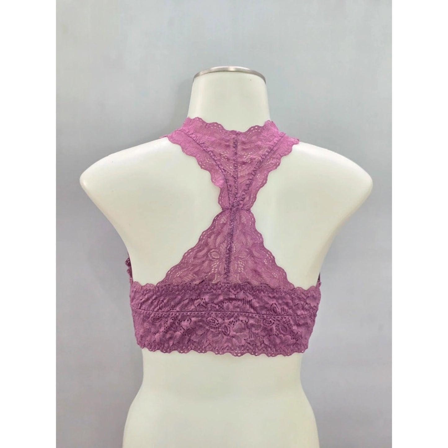 Felina Purple Lace Floral Whimsy Racerback Bridal Bralette Medium