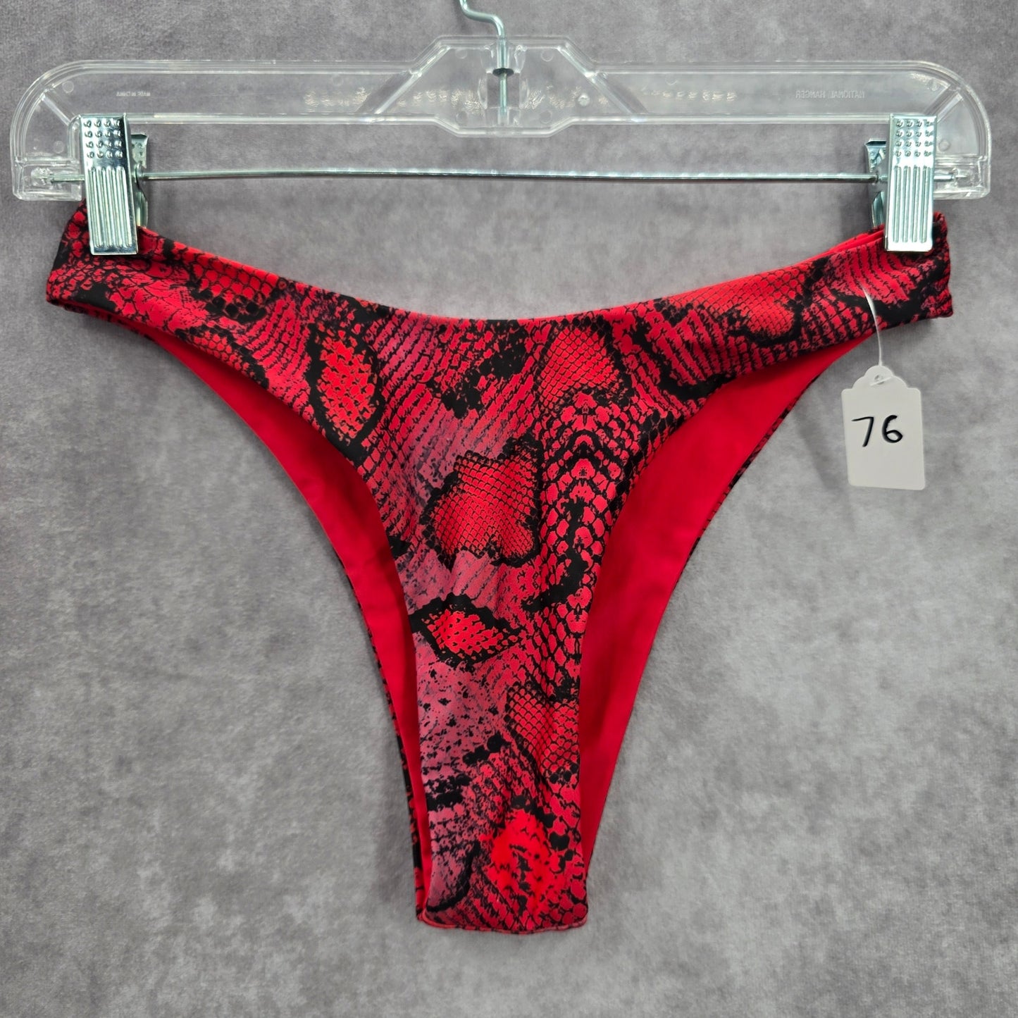 Red Black Animal Print Bikini Cheeky Thong High Leg Bottom Swimwear Medium