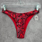 Red Black Animal Print Bikini Cheeky Thong High Leg Bottom Swimwear Medium
