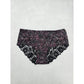 Purple Geometric Print Cute Floral Black Lace Panties Plus Size 2X