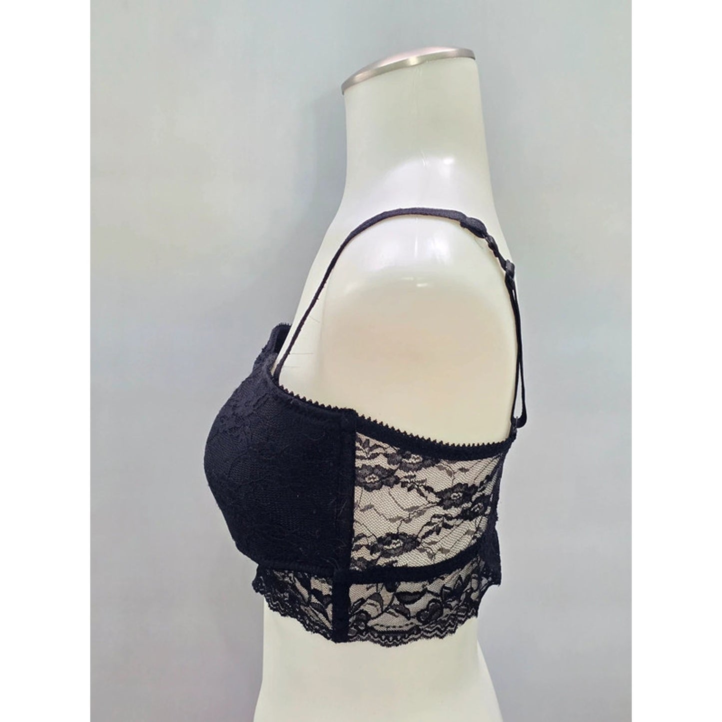 Black Lace Floral Whimsygoth Romantic Dark Boudoir Bridal Bralette Large