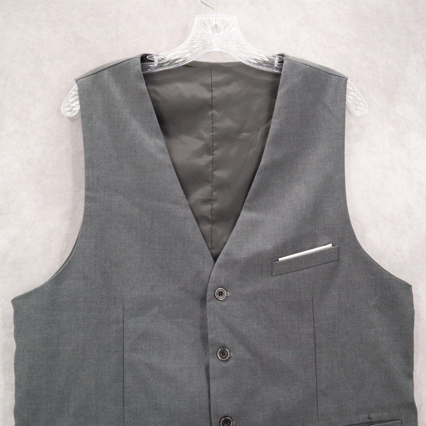 Gray 4 Button Point Welt Pocket Waistcoat Formal Preppy Tuxedo Suit Vest L 42R