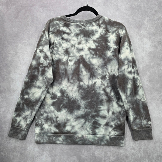 Modern Canvas Gray Tie Dye Long Sleeve Cotton Sweater Cardigan Top Medium