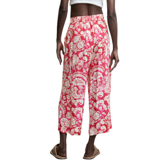Mango Pink Floral Print Culotte Wide Leg Cropped Bottoms Pants XXL