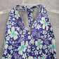 131. Purple Floral Halter Padded Tie Swimwear Tankini XL Extra Large