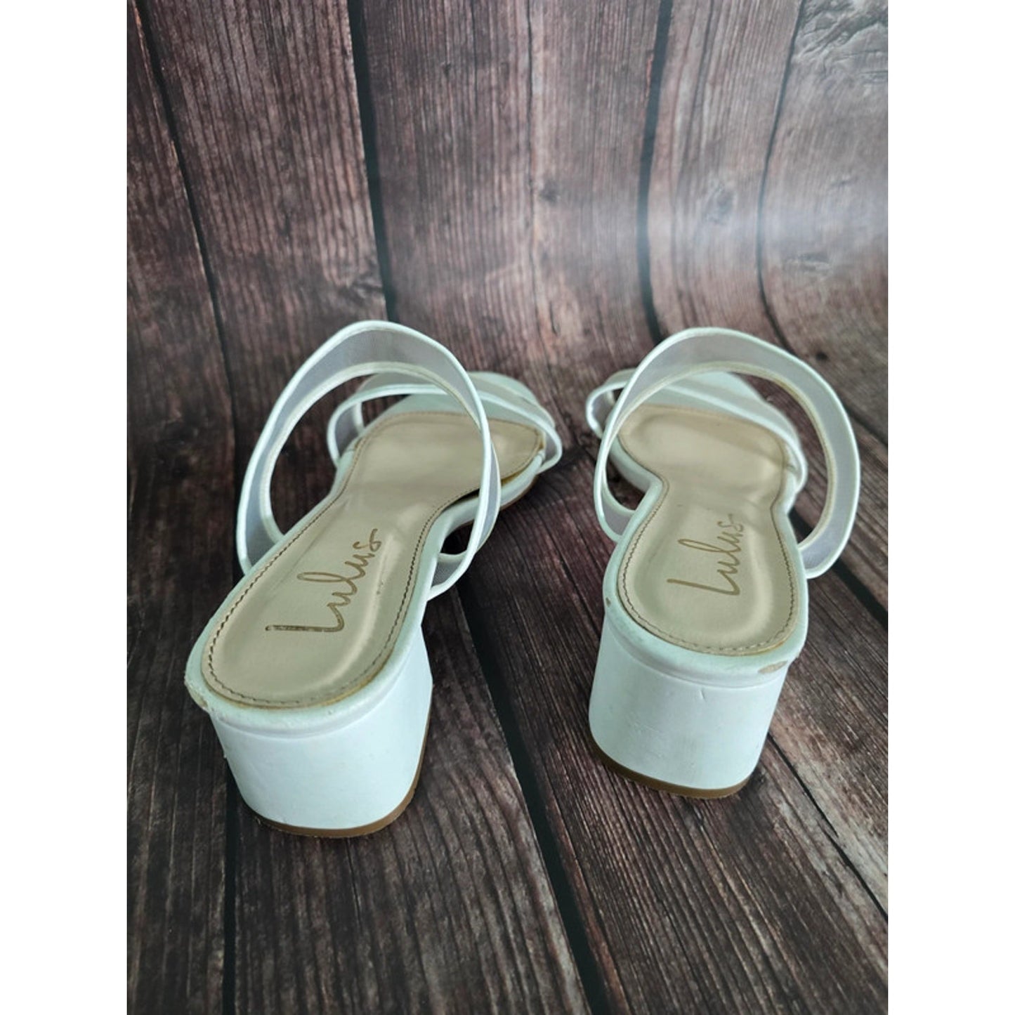 Lulus White Mesh Strap Heels 8