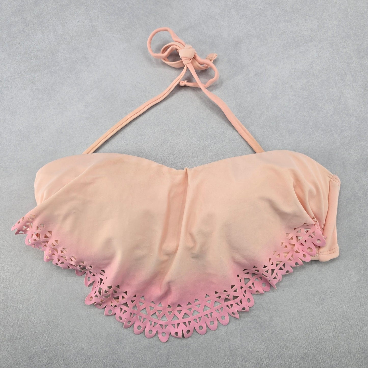 Orange Pink Ombre Cutout Tie Padded Beach Bikini Bralette Swim Top S Small
