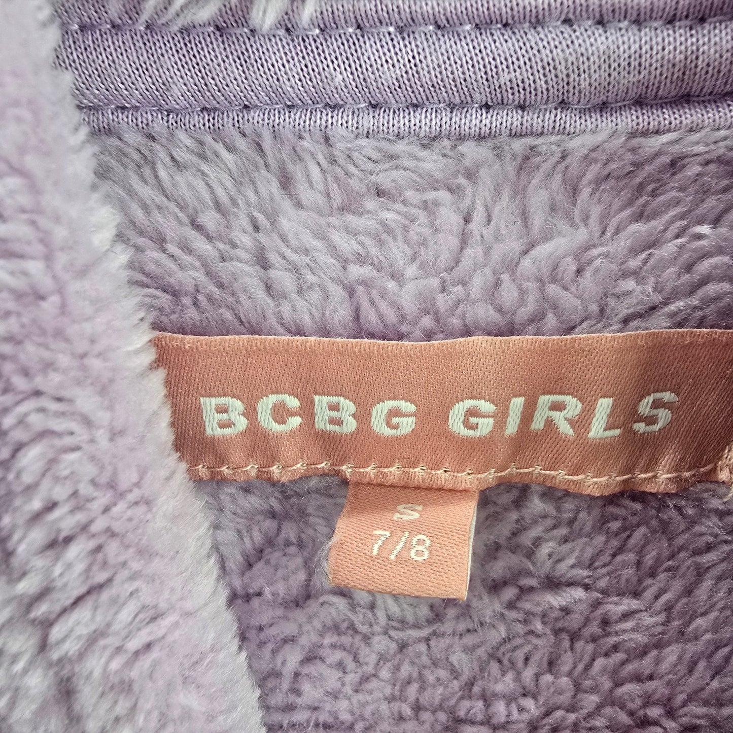 BCBG Girls Purple Fleece Sequin Unicorn Pullover Sweater Hoodie Size 7/8 NWOT