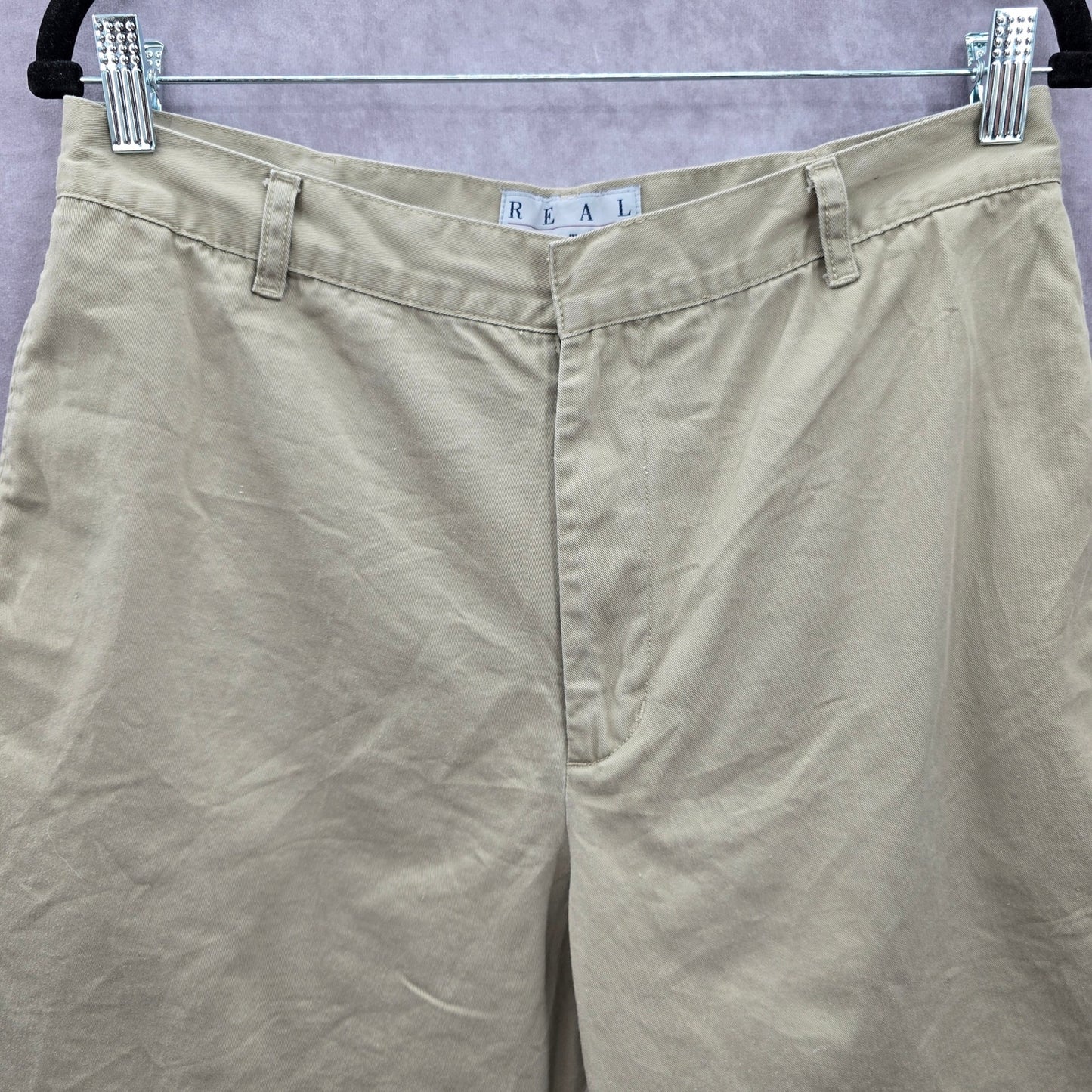 Real Comfort Tan Flat Front Bermuda Bottoms Cotton Pants Shorts Plus 14