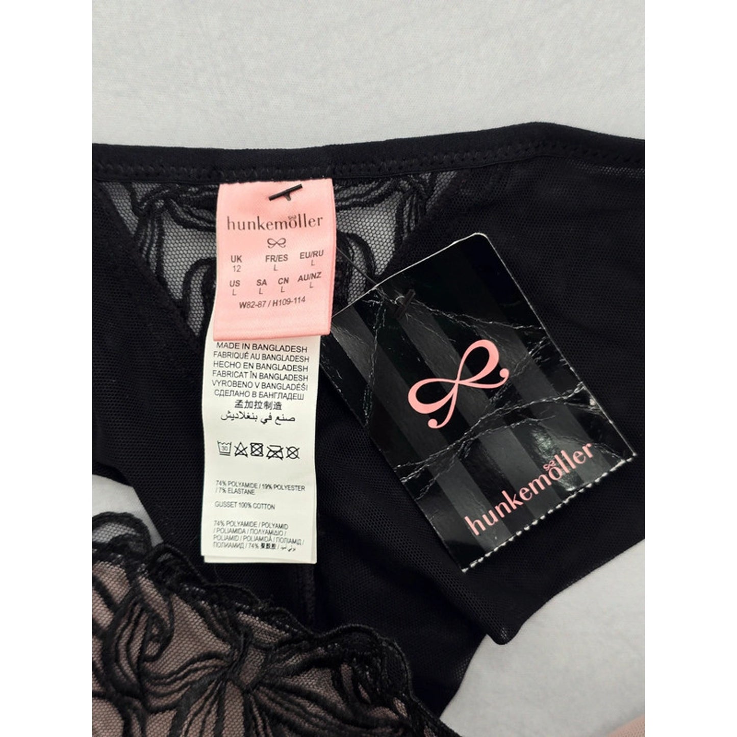 Hunkemoller Black Lace Panty Lace Dainty Whimsy Sexy Goth Fairy Bridal Large