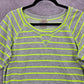 Eyelash Couture Gray Green Stripe Shirt Blouse Y2K Top Medium