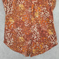 059. No Boundaries Brown Floral Crisscross Short Sleeve Button Down Top Small