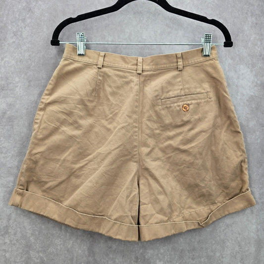 Liz Claiborne Tan Flat Front Bermuda Cotton Petite Bottoms Pants Shorts 12