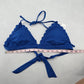 Shekini Blue Scallop Halter Tie Padded Swim Sports Bra Beach Bikini Top M Medium