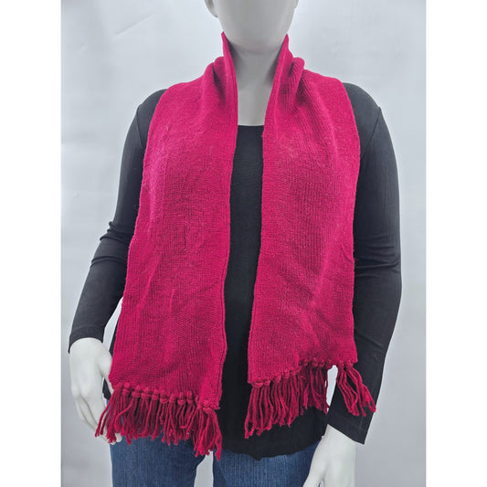 Red Y2K Scarves Resort Whimsy Goth Cottage Knit Wraps Cozy Chic Fringe Scarf OS