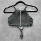 Xhilaration Black White Stripe Padded Crisscross Bikini Top Swimwear Medium