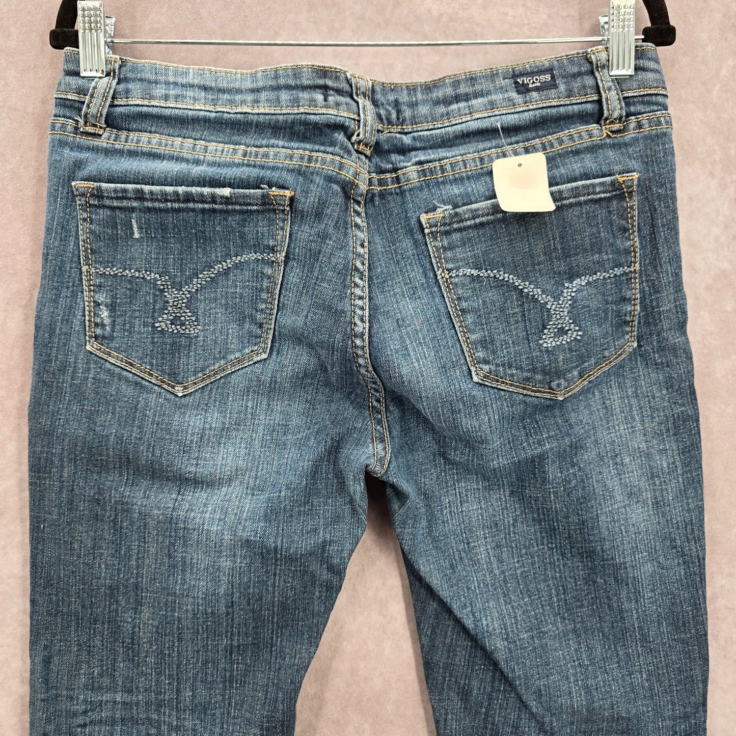 Vigoss Blue Skinny Distress Tapered Cotton Denim Jeans 9