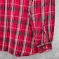 Haggar Red Plaid Mens Button Down Work Casual Long Sleeve Dress Shirt XL