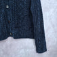 Valerie Stevens Blue Chenille Knit Granny Preppy Cozy Cardigan Sweater Large