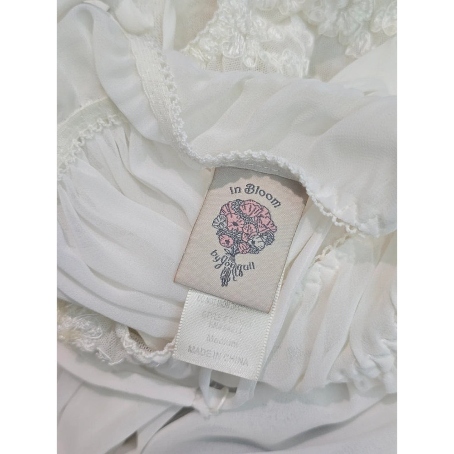 In Bloom White Sheer Lace Bead Fairy Cottage Lingerie Feminine Dress Medium