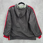 Tek Gear Gray Red Full Zip Hooded Track Windbreaker Jacket Coat Large L 14/16