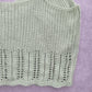 Green Crochet Knit Boho Sleeveless Cropped Tank Vintage Y2K Top S Small