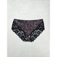 Purple Geometric Print Cute Floral Black Lace Panties Plus Size 2X