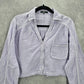 7 for all Mankind Purple Long Sleeve Stitched Crop Button Cotton Top Medium